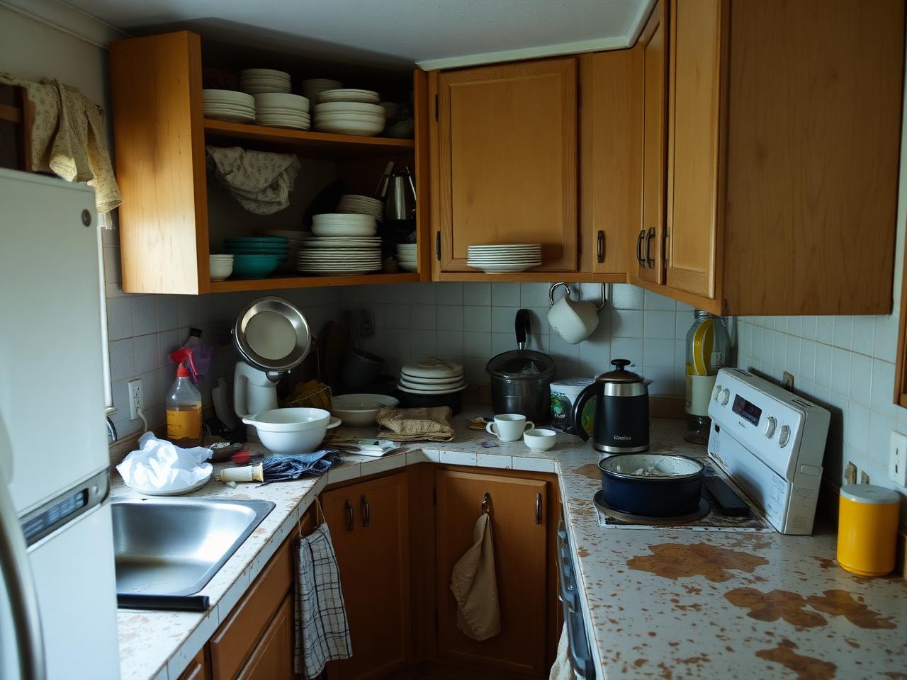 Kitchen before cleaning